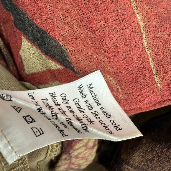 Coldwater Creek Top Large Pleated V Neck Stretch Crepe Autum Color Floral Pullov - Picture 6 of 9